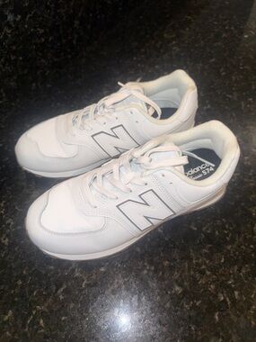 New Balance White Leather & Mesh Low-Top Sneakers